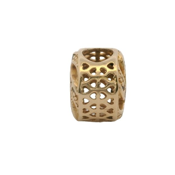 Pandora Retired Solid 14kt Yellow Gold and CZ Ribbon Heart Spacer Slider Charm - Picture 5 of 5